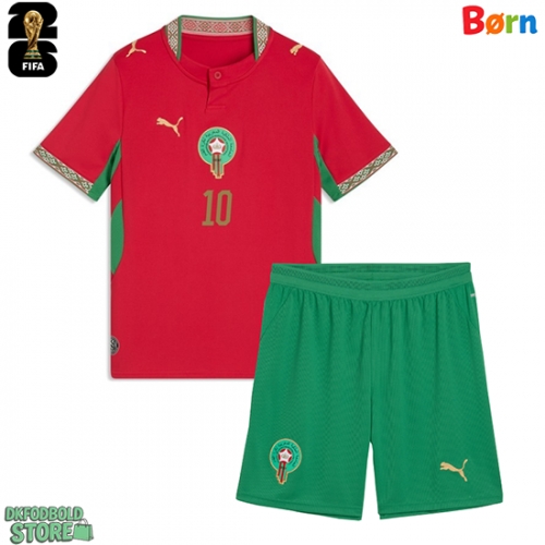 Marokko Brahim Diaz #10 Replika Babytøj Hjemmebanesæt Børn VM 2026 Kortærmet (+ Korte bukser)